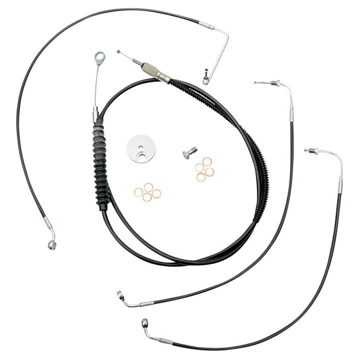 La Choppers Black Standard Cable Brake Line Kit 18-20 Bars Harley Softail 18-Up