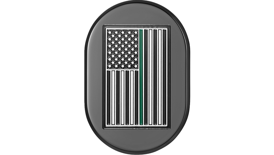 Figurati Antenna Left Cover Black w/ Green Line American Flag 4 Harley 09-23 Touring