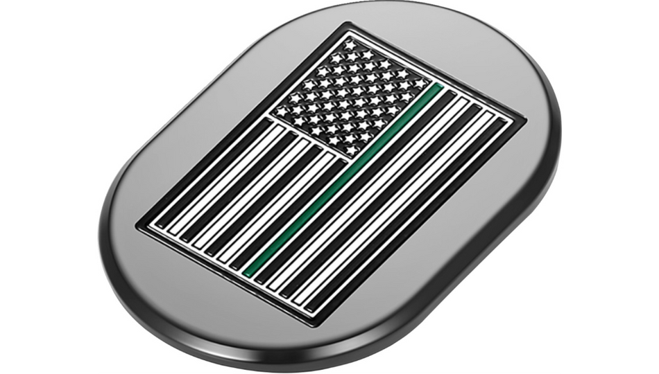 Figurati Antenna Left Cover Black w/ Green Line American Flag 4 Harley 09-23 Touring