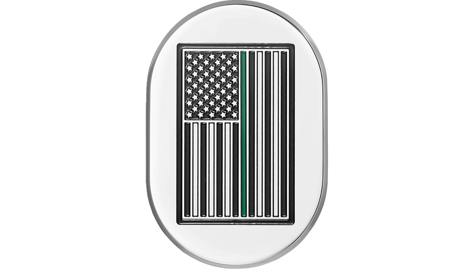 Figurati Antenna Left Cover Mirror w/ Green Line American Flag 4 Harley 09-23 Touring