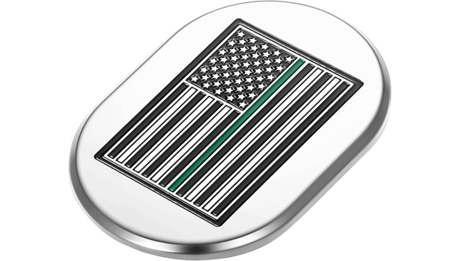Figurati Antenna Left Cover Mirror w/ Green Line American Flag 4 Harley 09-23 Touring