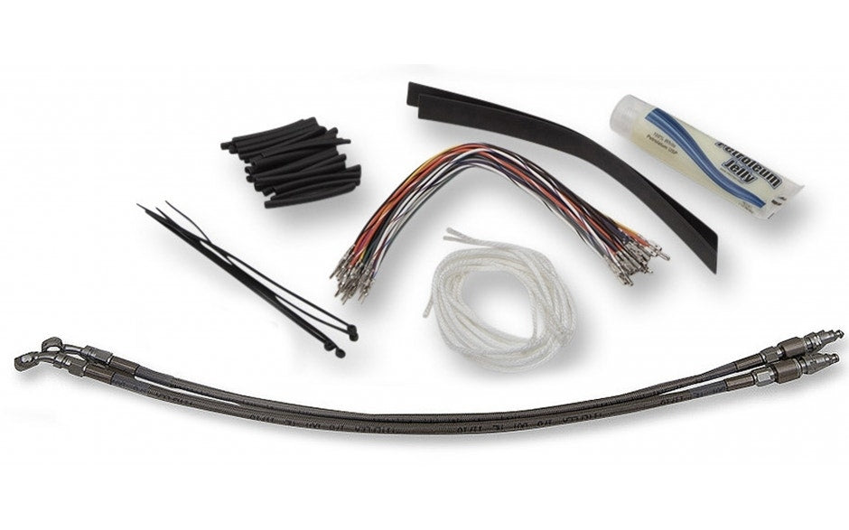 FBI EZ Install 14" Braided Handlebar Install Kit 4 Harley 08-13 Hydraulic Clutch
