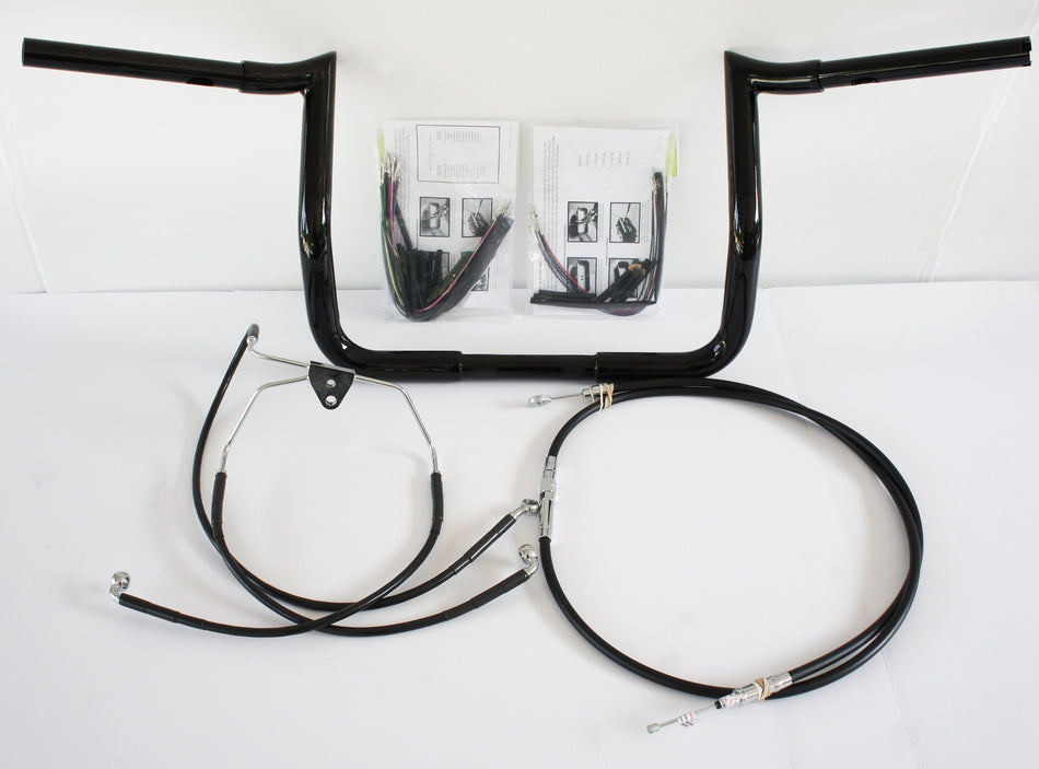 Paul Yaffe Bagger 10" Black Monkey Bar Handlebar Package Kit Harley FLH Non ABS