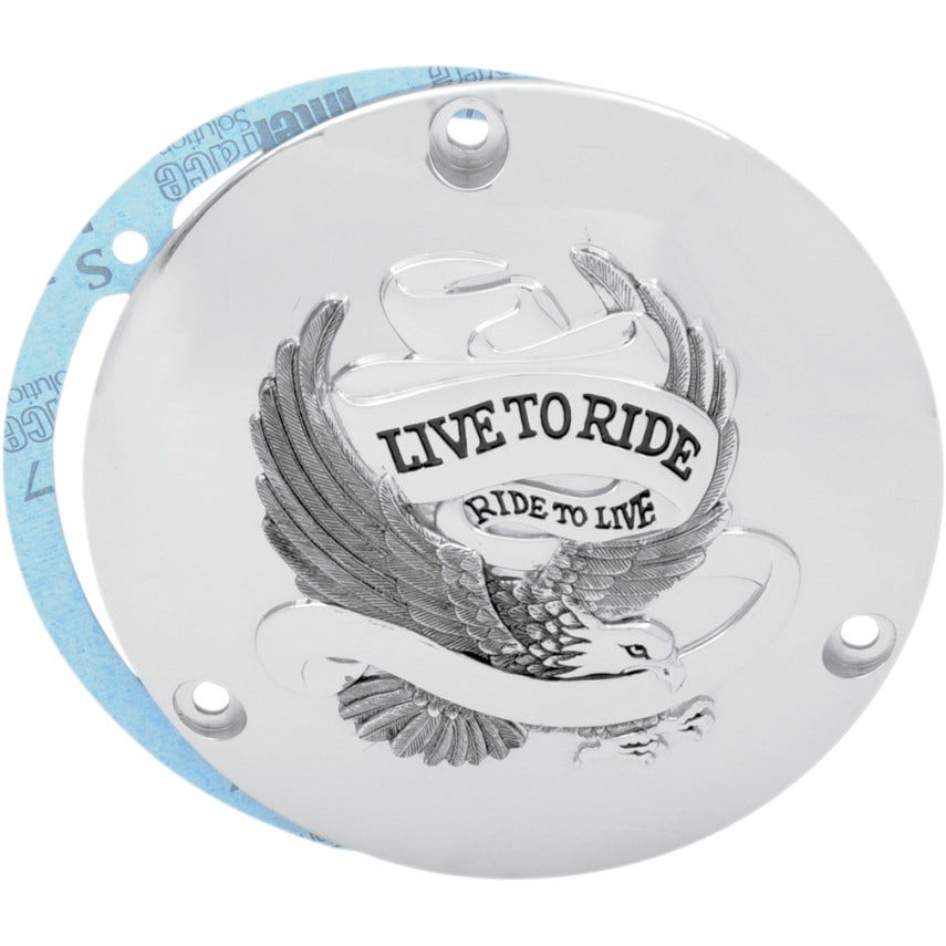 Drag Specialties Chrome 3 Hole Live to Ride Derby Cover Harley Big Twin 70-98