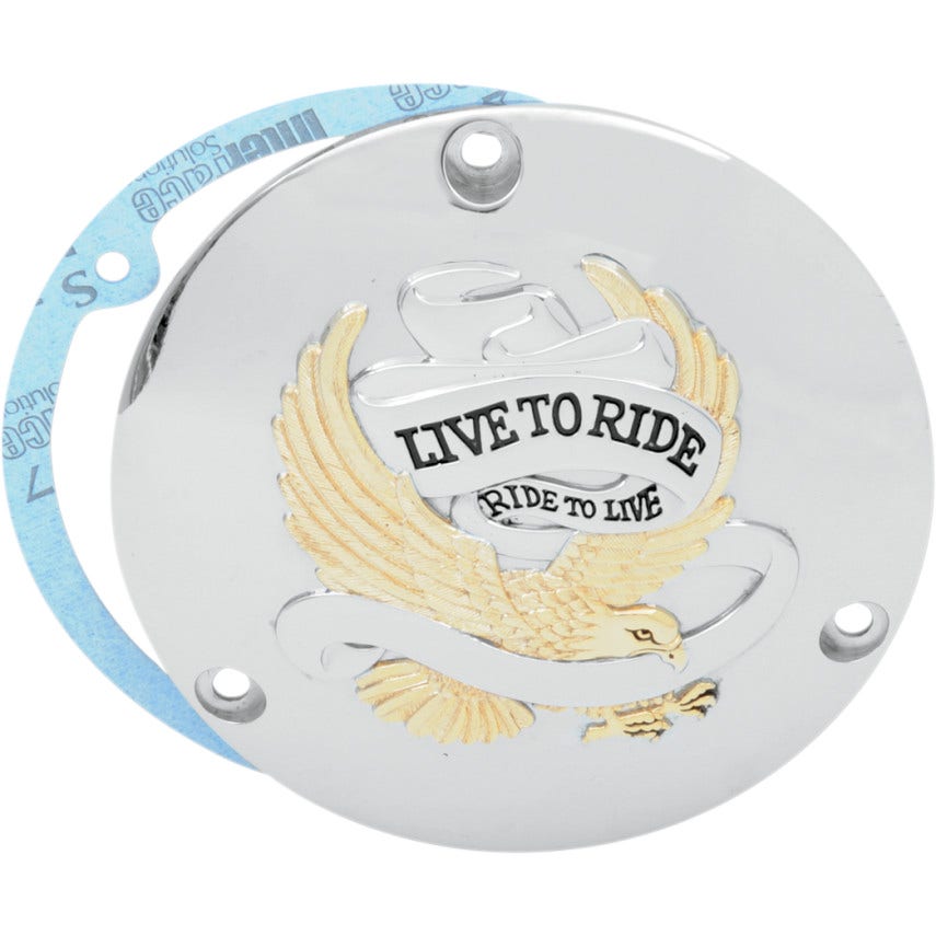 Drag Specialties Gold 3 Hole Live to Ride Derby Cover Harley Big Twin 70-98