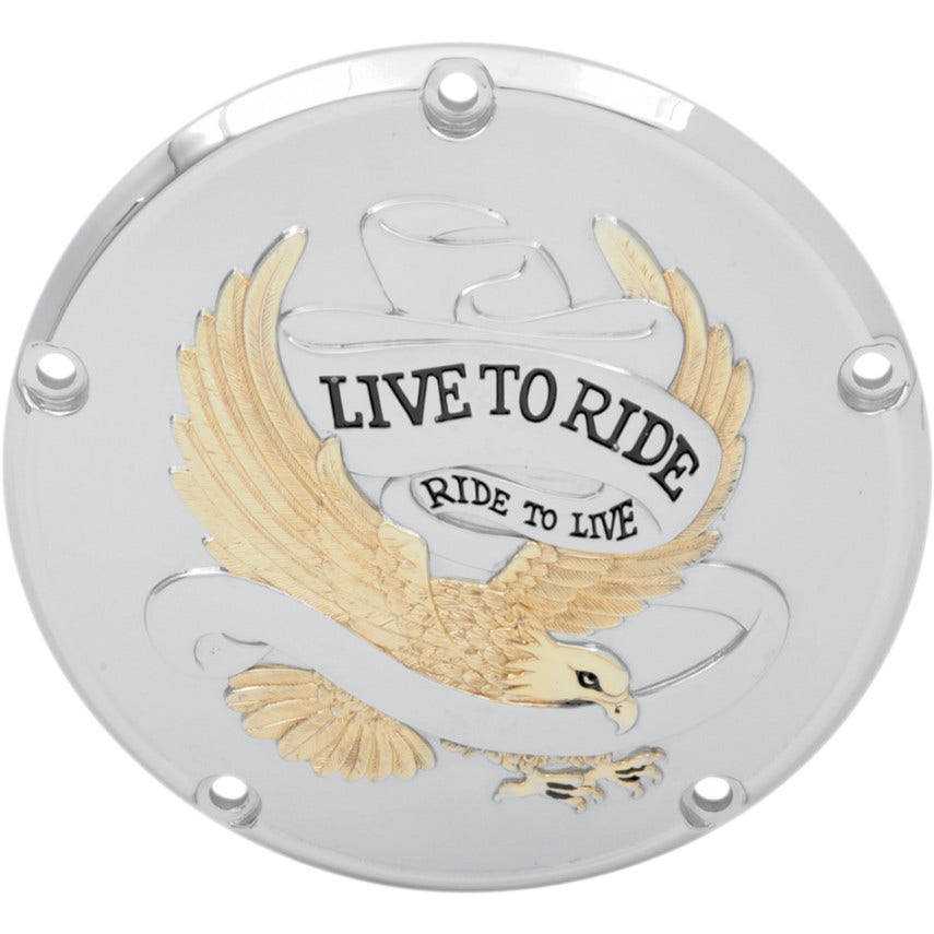 Drag Specialties Gold 5 Hole Live to Ride Derby Cover Harley Twin Cam 99-16