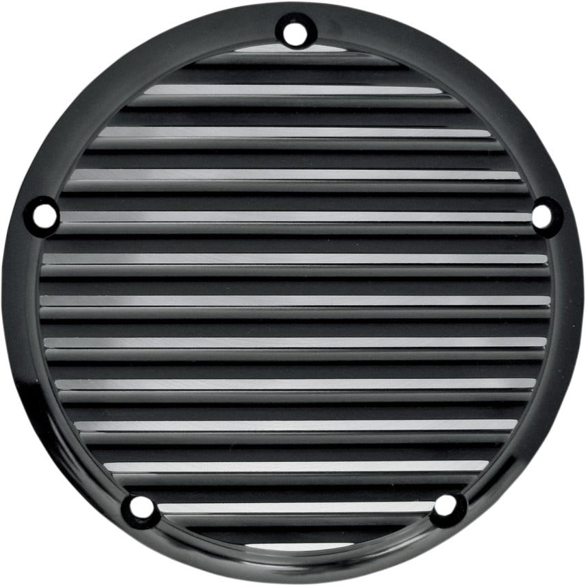 Joker Machine Black Finned 5 Hole Derby Cover for Harley Big Twin Cam 99-16