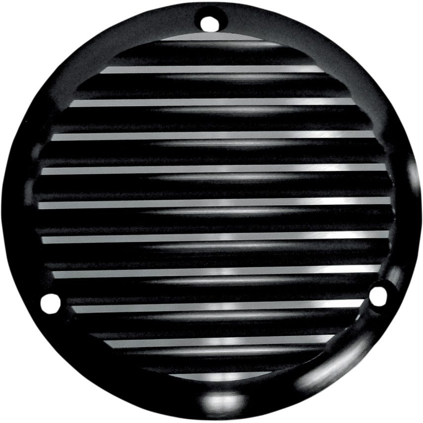 Joker Machine Black Finned 3 Hole Derby Cover for Harley Big Twin 70-98