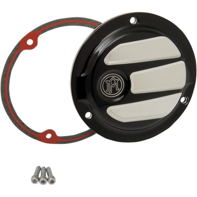 Performance Machine Scallop 3 Hole Platinum Cut Derby Cover Harley EVO Big Twin