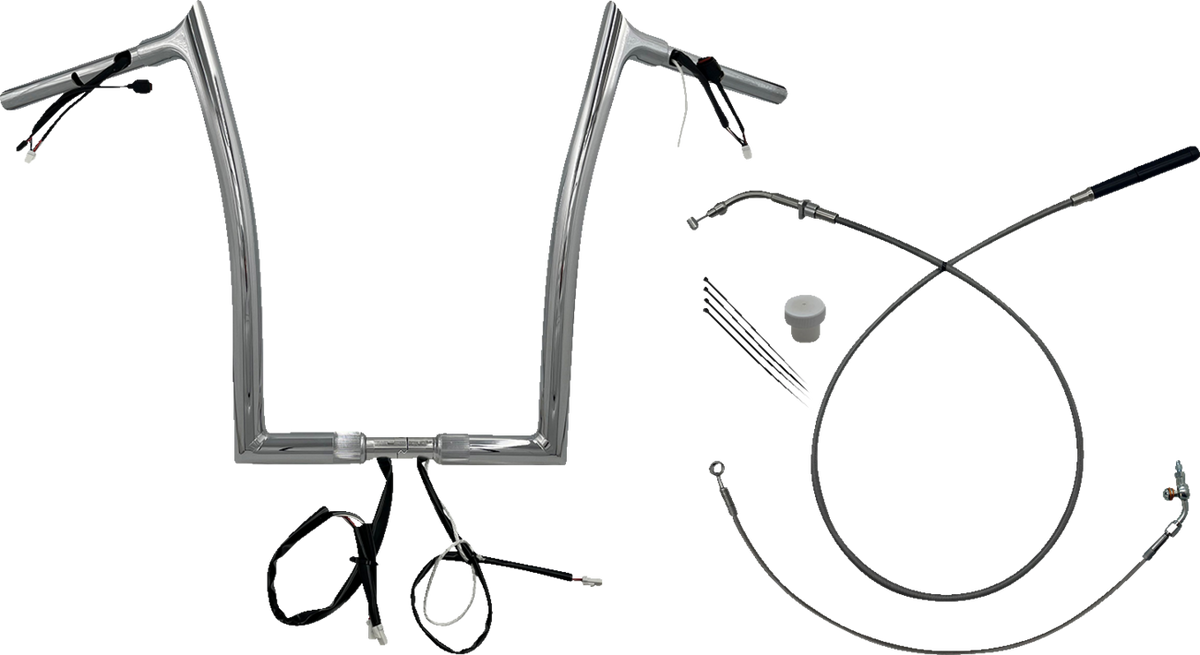 FBI 1-1/4" EZ Pointed Top Pre-Wired Handlebars for 24-25 FLTRX, 23-25 FLTRXSE - Chrome / 16"