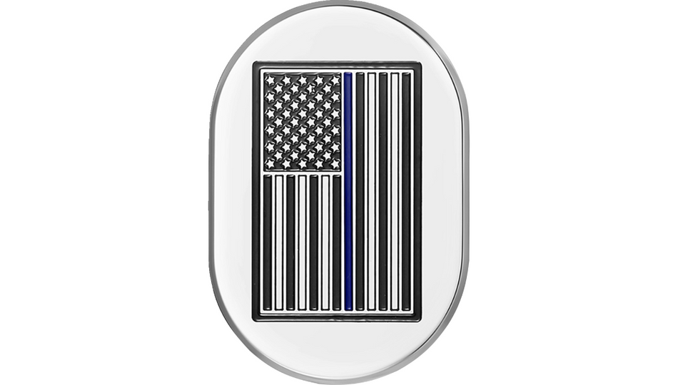 Figurati Antenna Left Cover Mirror w/ Blue Line American Flag 4 Harley 09-23 Touring