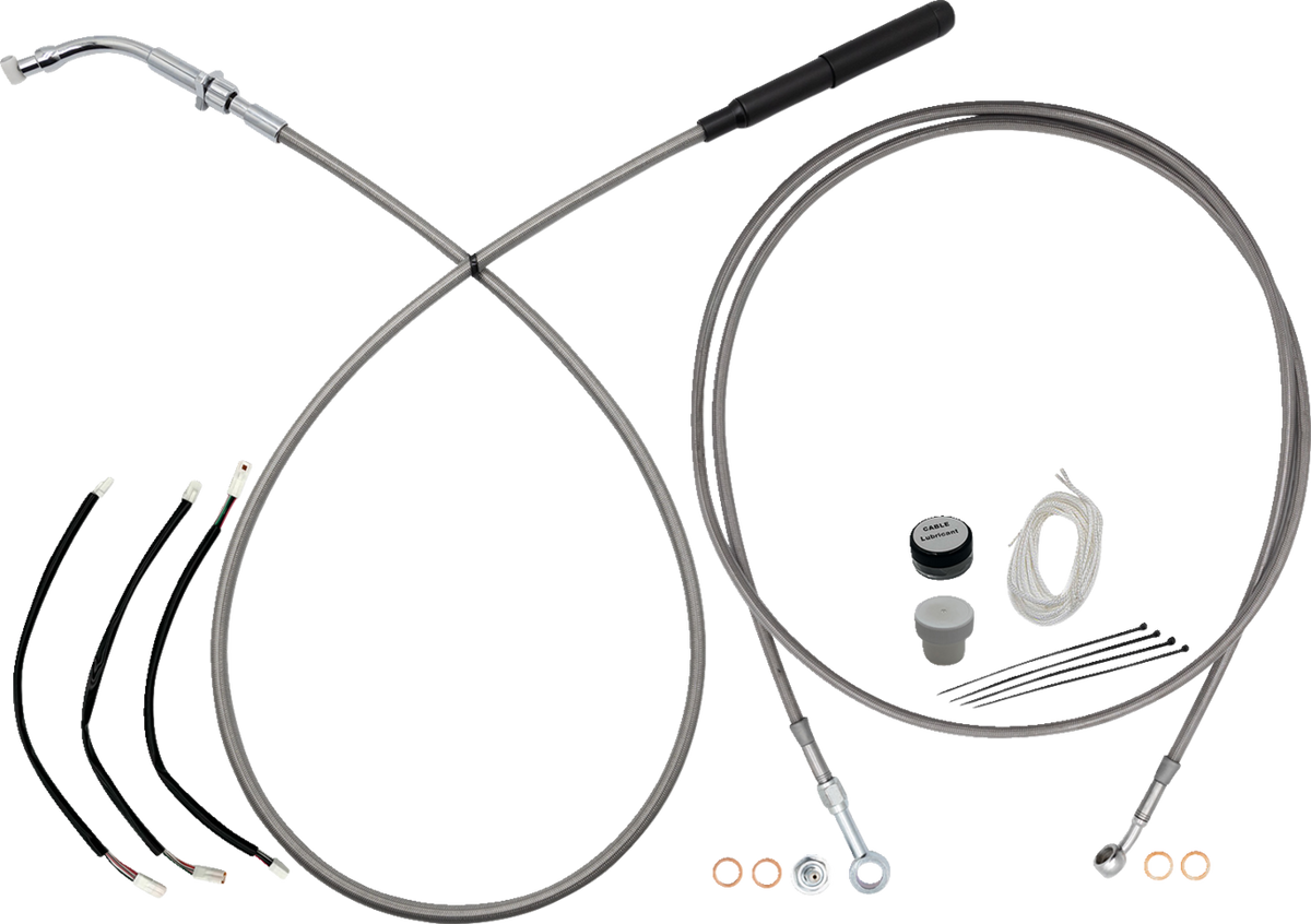 FBI EZ Install Upper Clutch Kit - Full Length for 2015-2026 H-D Touring - FLH/X '23-'26 / Braided Stainless Steel/Chrome / 12"