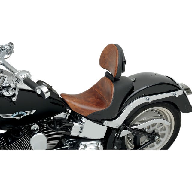 Saddlemen Distressed Brown Leather Lariat Drivers Backrest Seat Harley 08-19