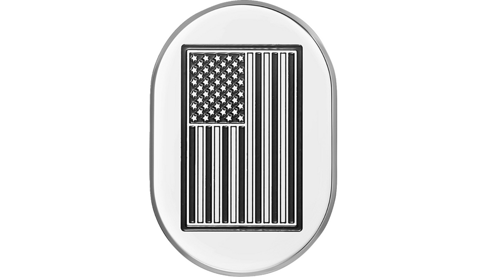 Figurati Antenna Left Cover Mirror w/ Contrast-Cut American Flag 4 Harley 09-23 Touring