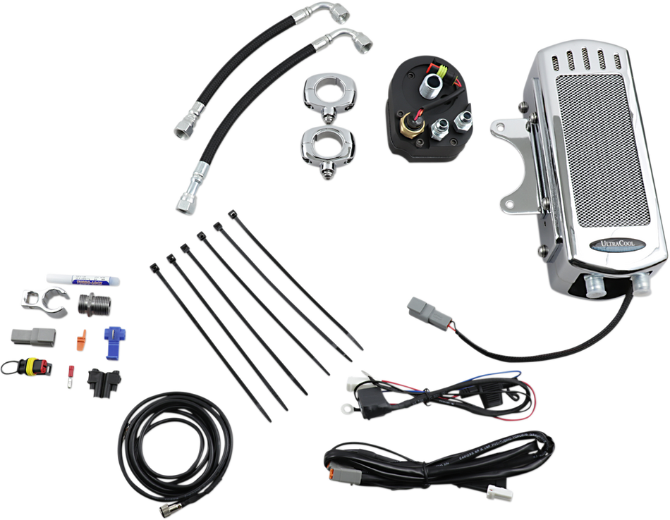 UltraCool SMS-1 Side Mount Oil Cooler Kit with Fan for 1985-2017 Harley-Davidson Softail