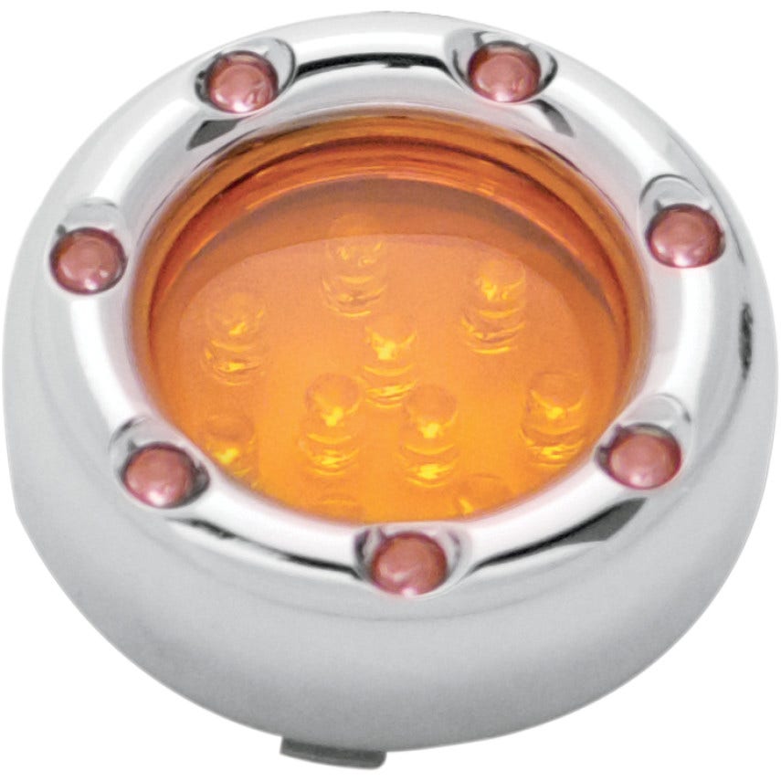 Arlen Ness Chrome Fire Ring Turn Signals White LED Amber Lens Bullet Deuce Style
