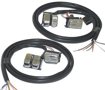 Mid USA Handlebar Wiring Kit (+12") w/ Chrome Switches 48" Wiring Harness 96-06