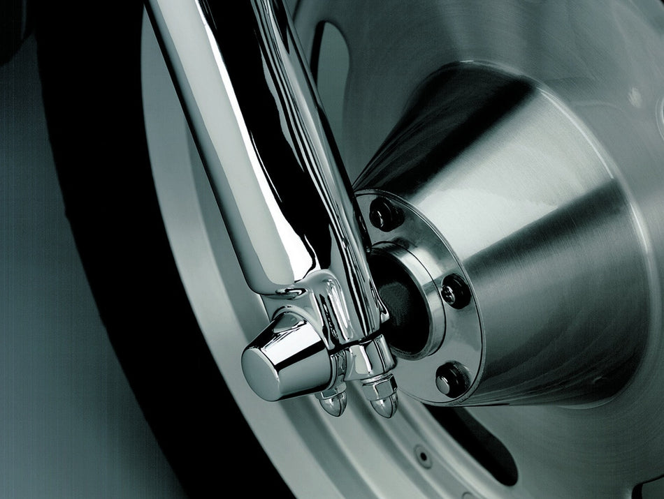 Kuryakyn 1214 Chrome Front 25mm Axle Nut Covers 07-17 Softail Touring Dyna V-Rod