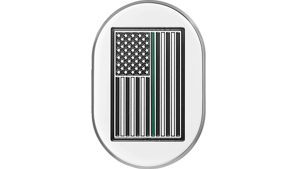 Figurati Antenna Right Cover Mirror w/ Green Line American Flag 4 Harley 09-23 Touring