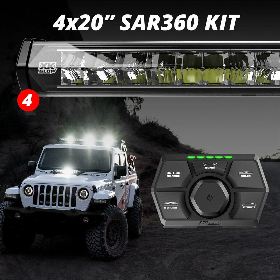XK Glow 4PC 20" 360 SAR LED Search & Rescue Light Bar System and Controller