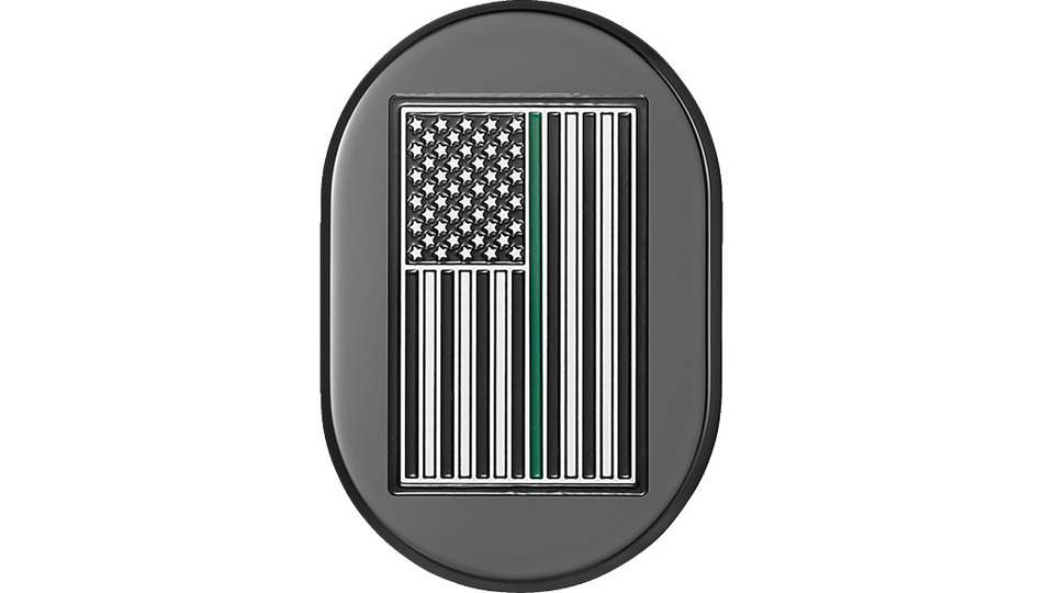 Figurati Antenna Right Cover Black w/ Green Line American Flag 4 Harley 09-23 Touring