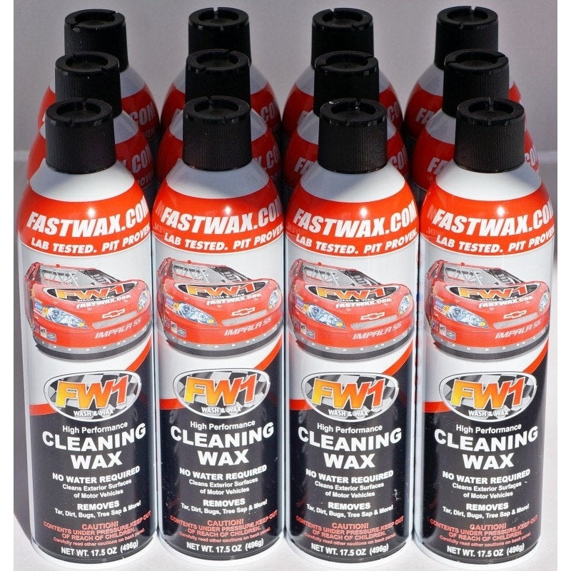Waterless Wash Carnauba Fast Wax Fastwax FW1 Spray Can Remove Tar Dirt Bugs 12pk