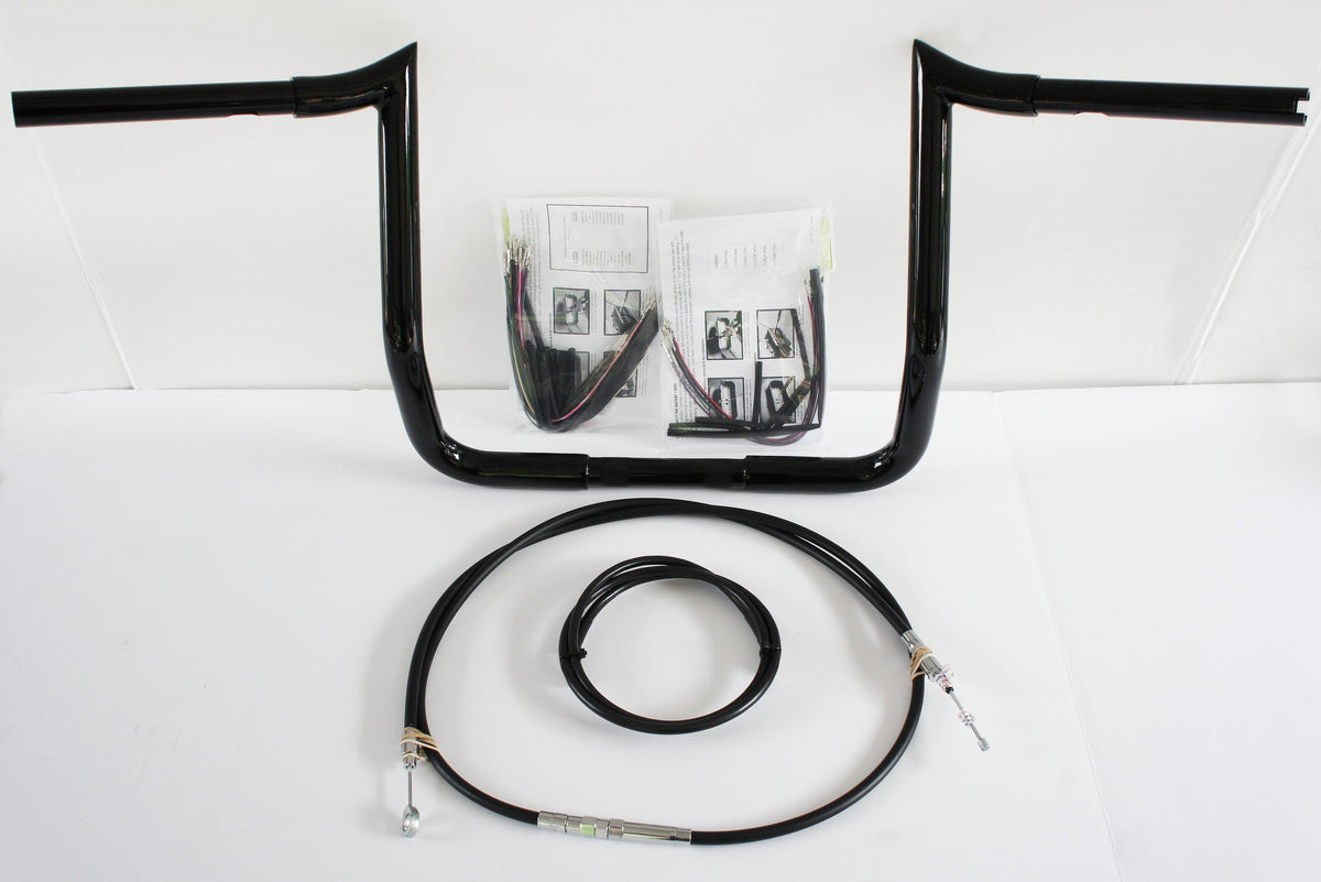Paul Yaffe Bagger 12" Black Monkey Bar Handlebar Package Kit Harley FLH ABS | MBB-125-B Kit-ABS-08-13