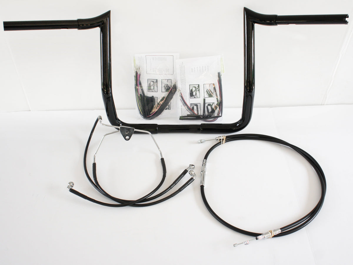 Paul Yaffe Bagger 14" Black Monkey Bar Handlebar Package Kit Harley FLH Non ABS | MBB1.25B-14-Kit-08-13-NON