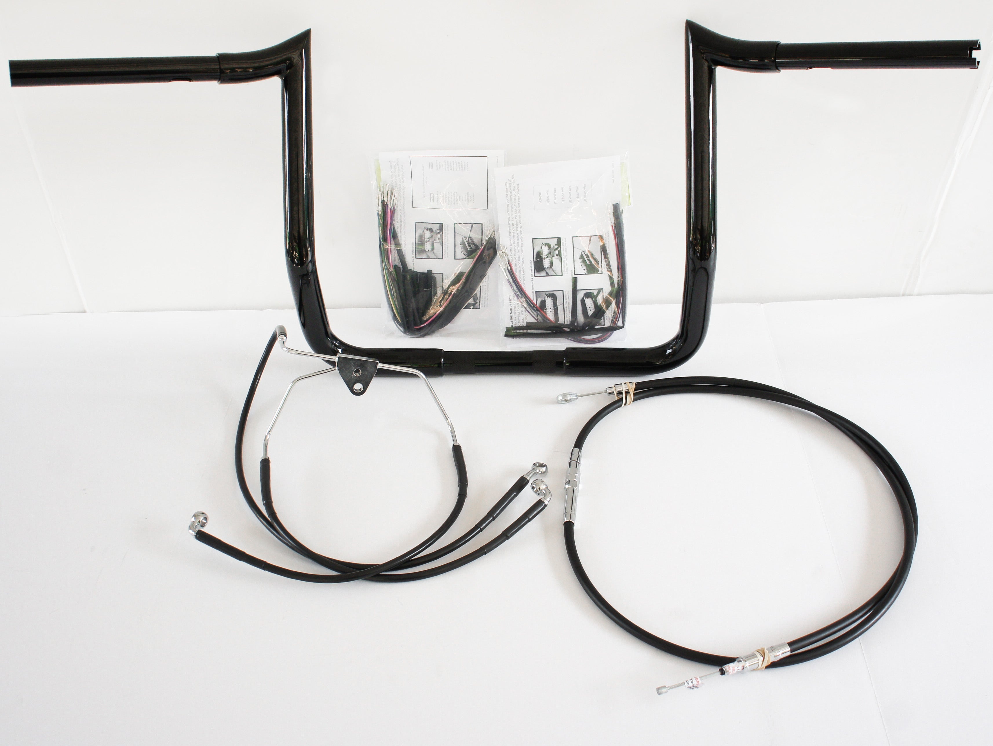 Paul Yaffe Bagger 14" Black Monkey Bar Handlebar Package Kit Harley FLH Non ABS | MBB1.25B-14-Kit-08-13-NON
