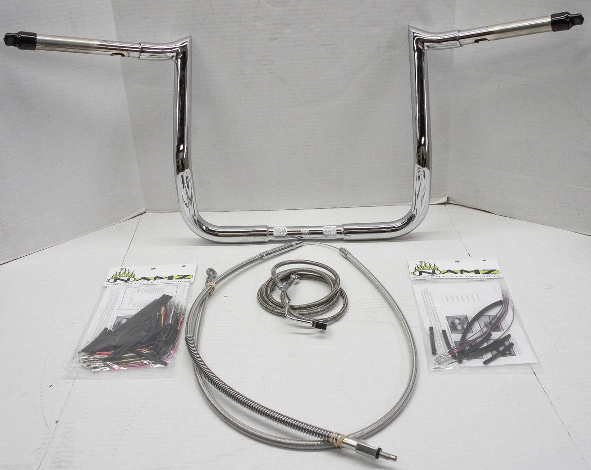 Paul Yaffe Bagger 14" Chrome Monkey Bar Handlebar Package Kit Harley FLH ABS | MBB125C-14-Kit