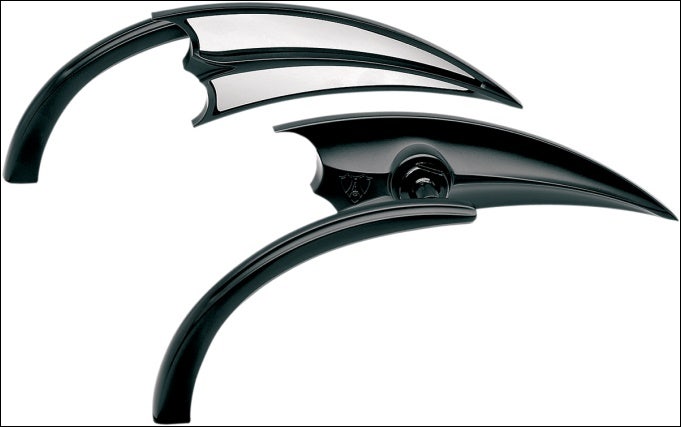 Arlen Ness Micro Black Scoop Left Side Mirror Harley or Metric EACH