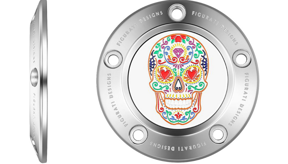 Figurati Designs Polished W/Sugar Skull Timing Cover for Harley 99-17 Twin Cam
