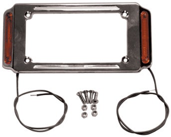 Mid USA Chrome Plated V-Factor License Plate Frame w/ Running Lights