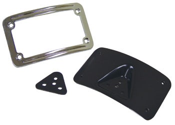 V Factor Curcved Laydown License Plate 3 Hole Mounting Frame Tag Bracket Kit for Harley