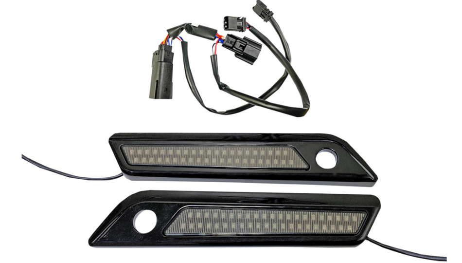 Custom Dynamics Saddlebag Hinge Cover W/Smoke Black 4 Harley 14-23 FL/HT/KSE/RSE/XST