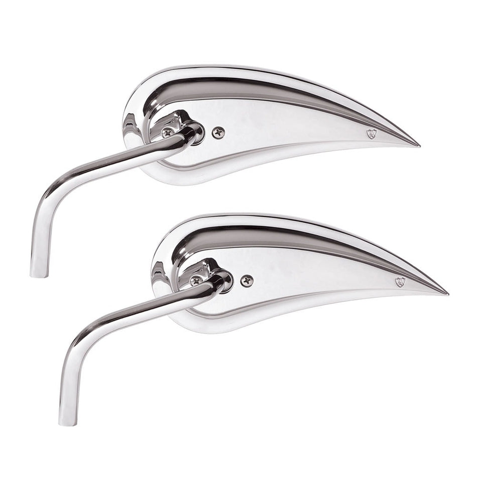 Arlen Ness Chrome RAD III Teardrop Handlebar Mirrors Steel Stem Harley Pair