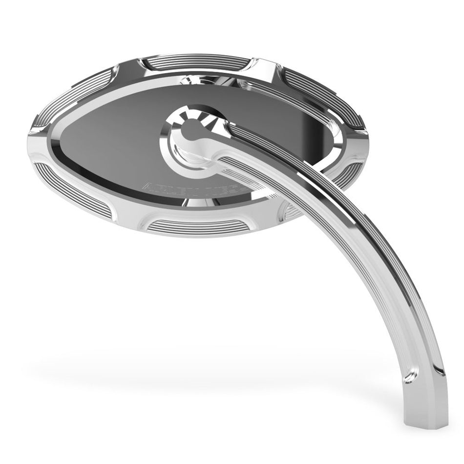 Arlen Ness Chrome Beveled Short Stem Left Side Handlebar Mirror Harley / Metric