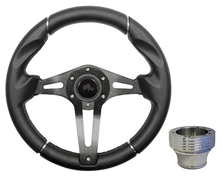 RHOX ACC-SW135 Black On Black 13" Challenger Steering Wheel Kit EZGO