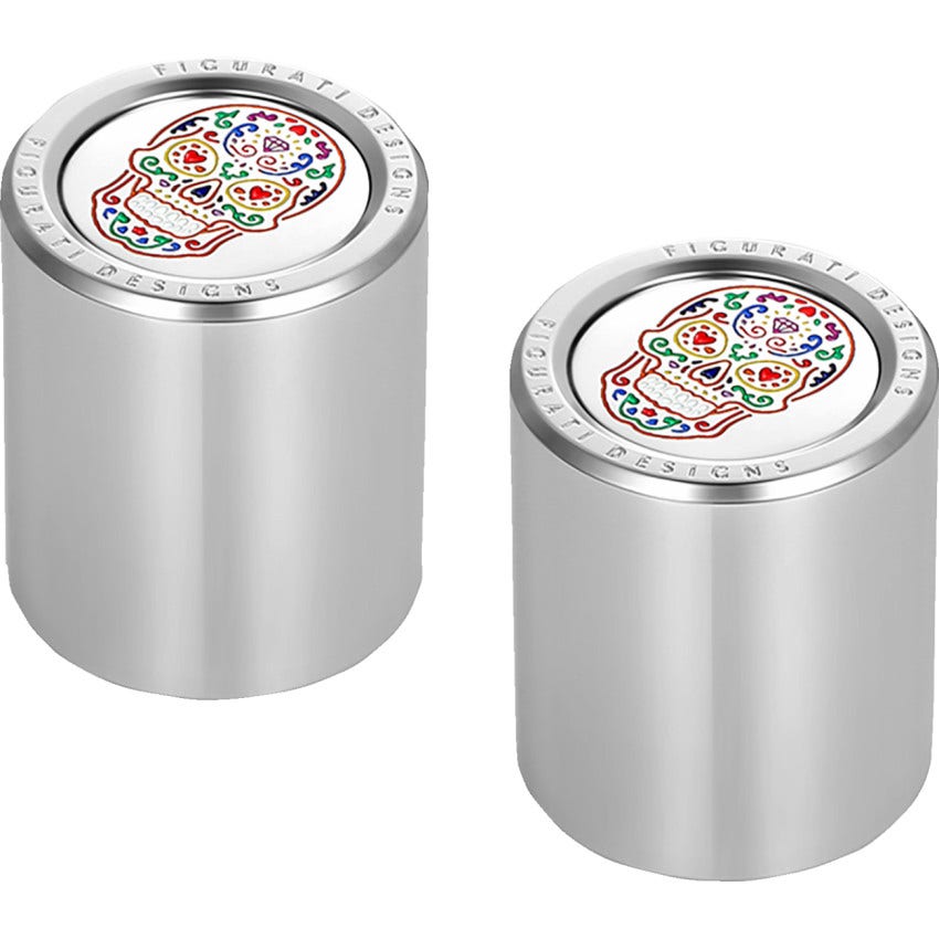 Figurati Designs Short Polished W/ Sugar Skull 4 Harley 25.2MM x 30MM