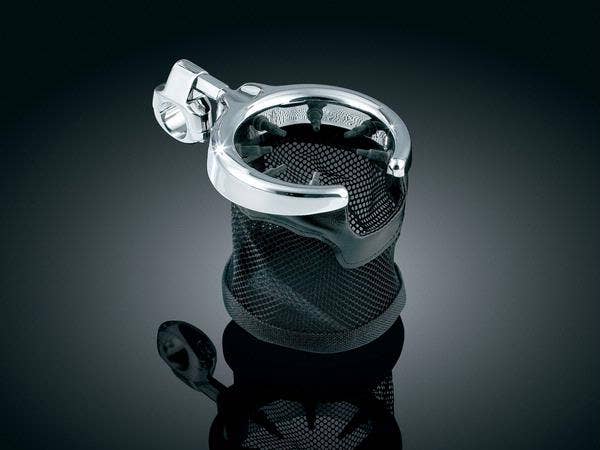 Kuryakyn Chrome Universal 1" Handlebar Mounted Drink Holder with Basket