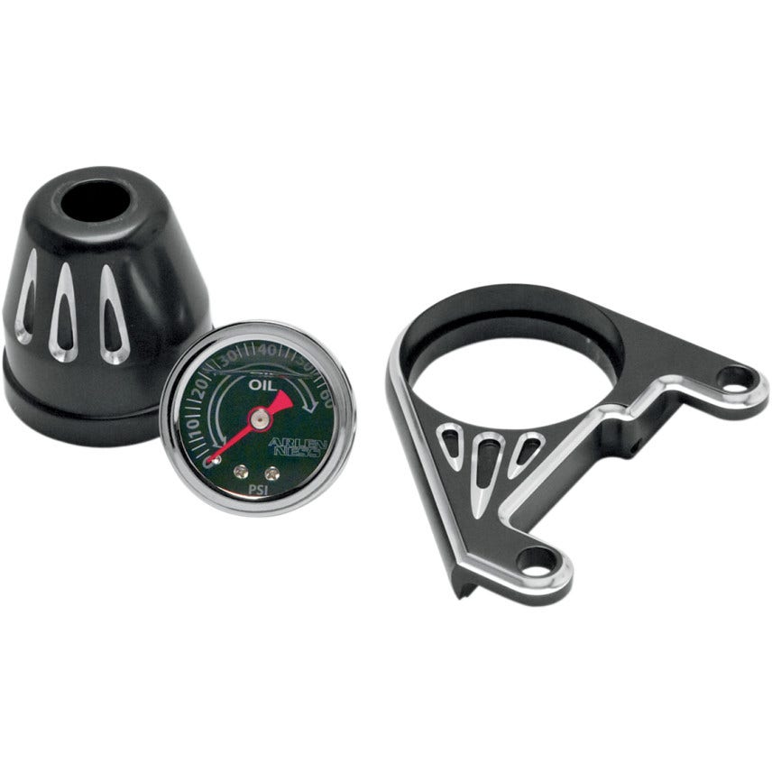 Arlen Ness 15-668 Black Deep Cut Oil Pressure Gauge Kit Harley Twin Cam 99-17