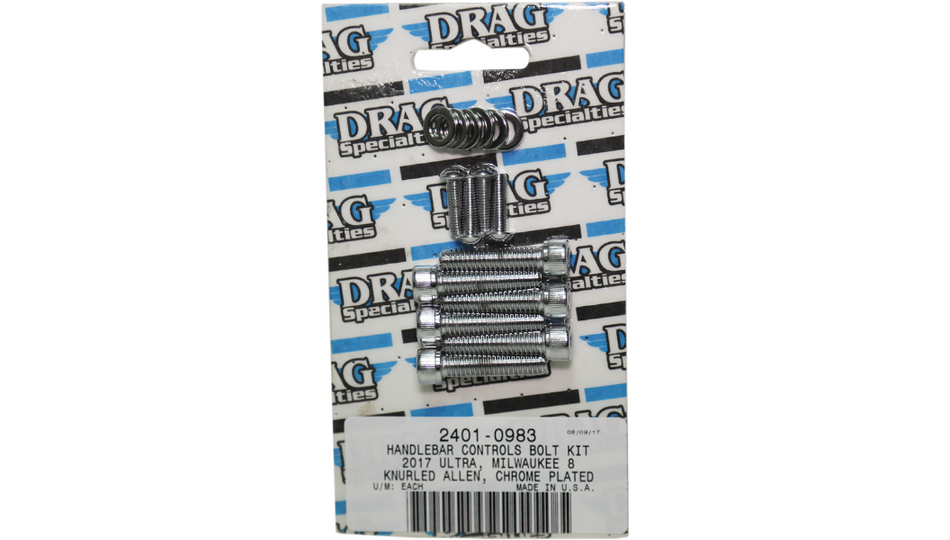Drag Specialties Chrome Knurled Handlebar Control Bolt Kit 4 Harley M8 Models