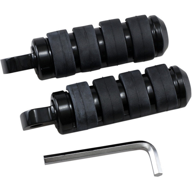 Drag Specialties Black Rubber Soft-Ride Male Mount Motorcycle Foot Pegs Pair