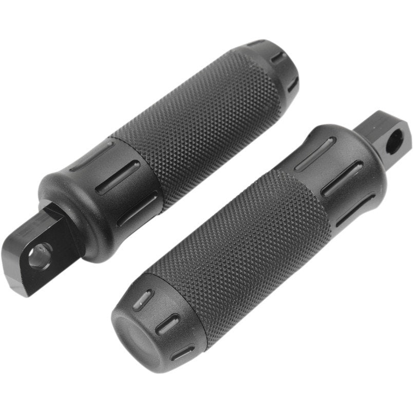 Drag Black Stealth Billet Custom Male Mount Footpegs Foot Pegs w/ Rubber Pair Harley