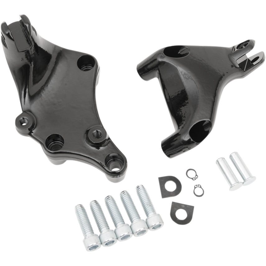 Drag Black Passenger Footpeg Mounts for Harley Sportster 14-17 Repl 50500270
