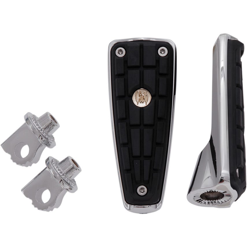 Ciro CMX Chrome Foot Pegs w/ Mount Adapter for Harley Male Mount Application PR