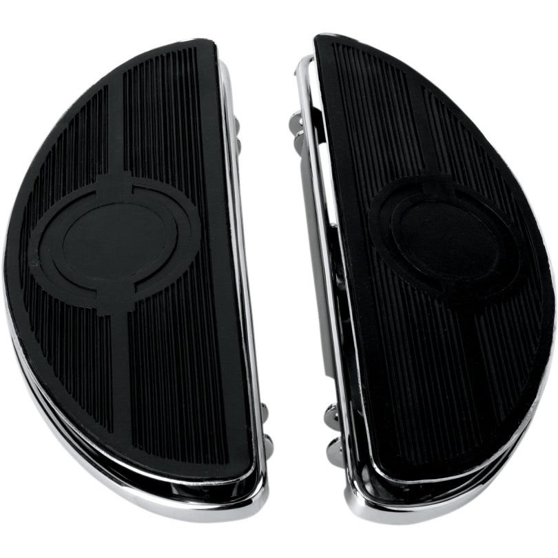 Drag Chrome Half-Moon Floorboards w/Vibration Insert Harley Touring Softail FLD