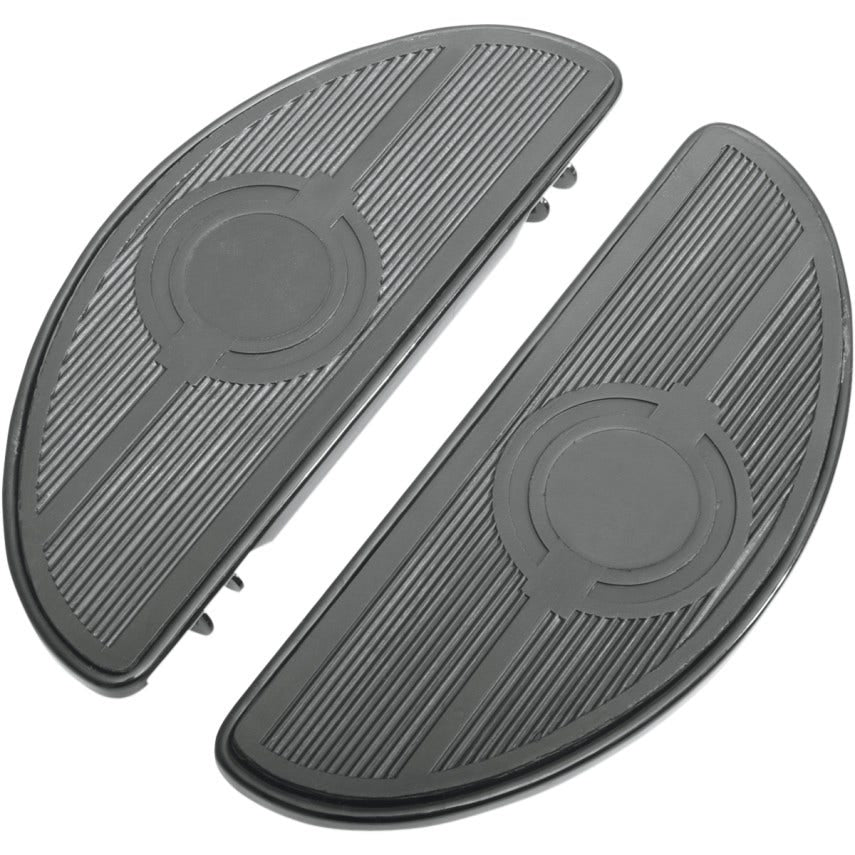 Drag Black Half-Moon Low Profile Driver Floorboards Harley Touring Softail FLD