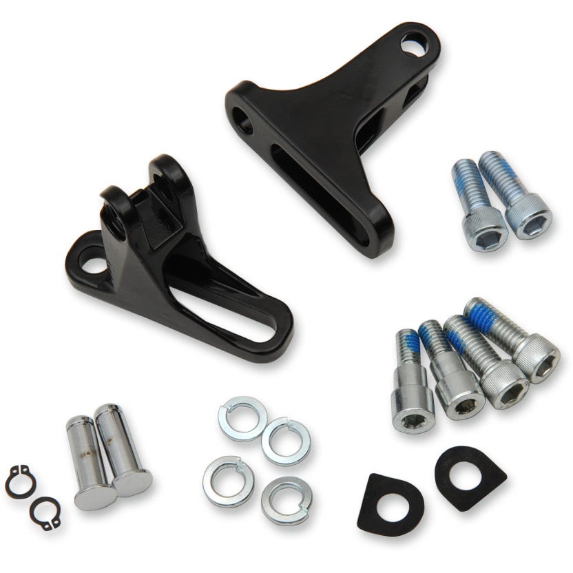 Drag Specialties Gloss Black Short Passenger Footpeg Mount Kits for Harley 93-17