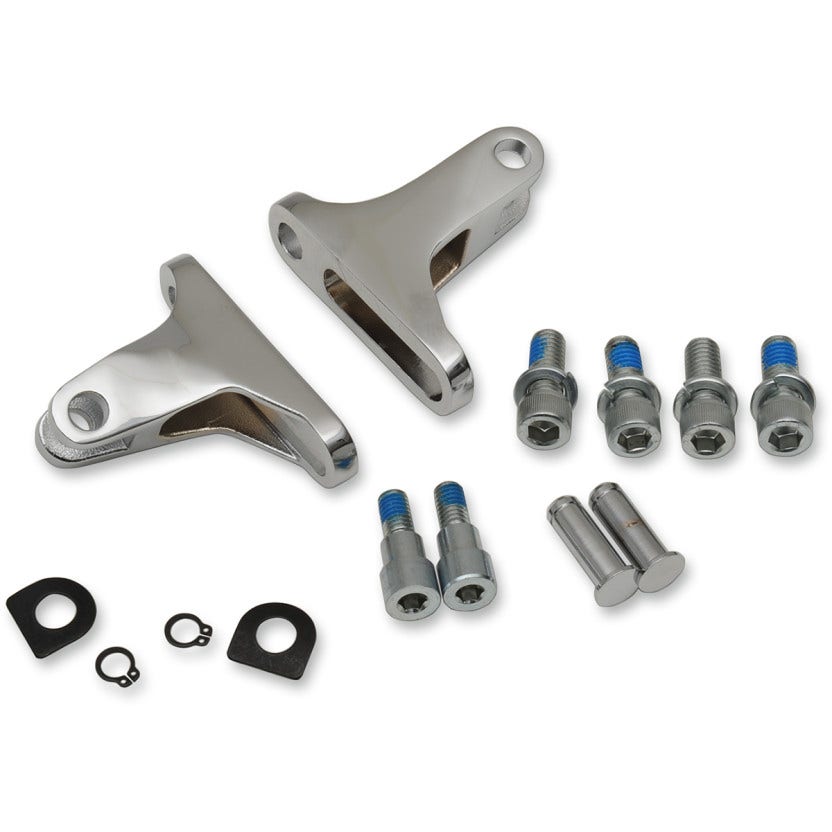 Drag Specialties Chrome Short Passenger Footpeg Mount Kits for Harley 93-17